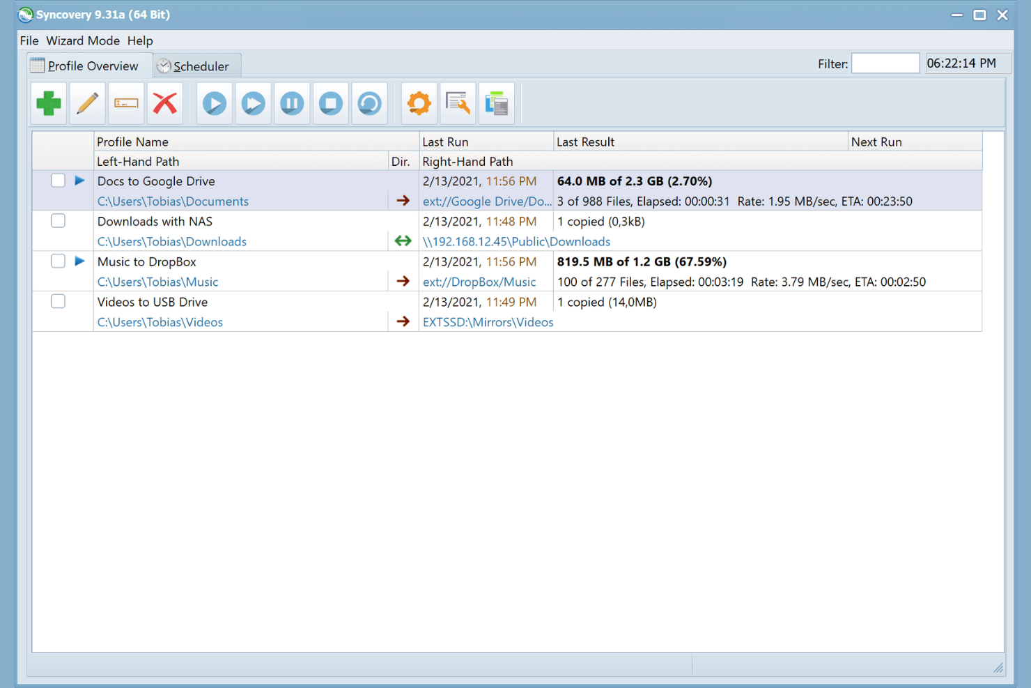 Syncovery screenshot - Le 10 migliori alternative a GoodSync nel 2026
