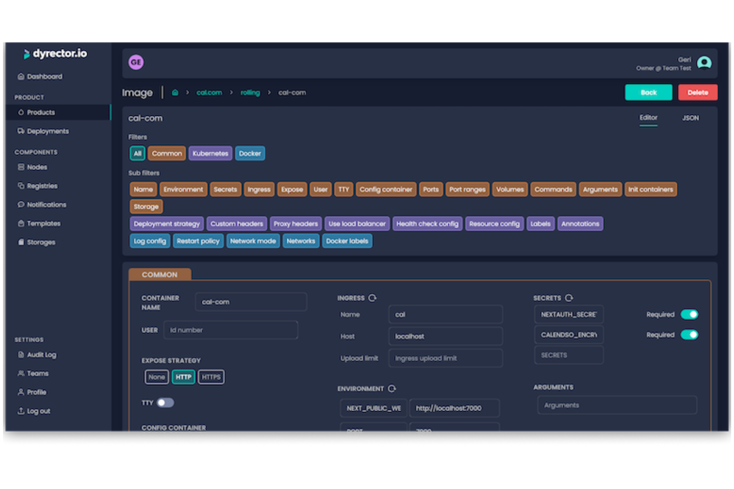 Dyrector screenshot - 10 alternative a Portainer per il 2026