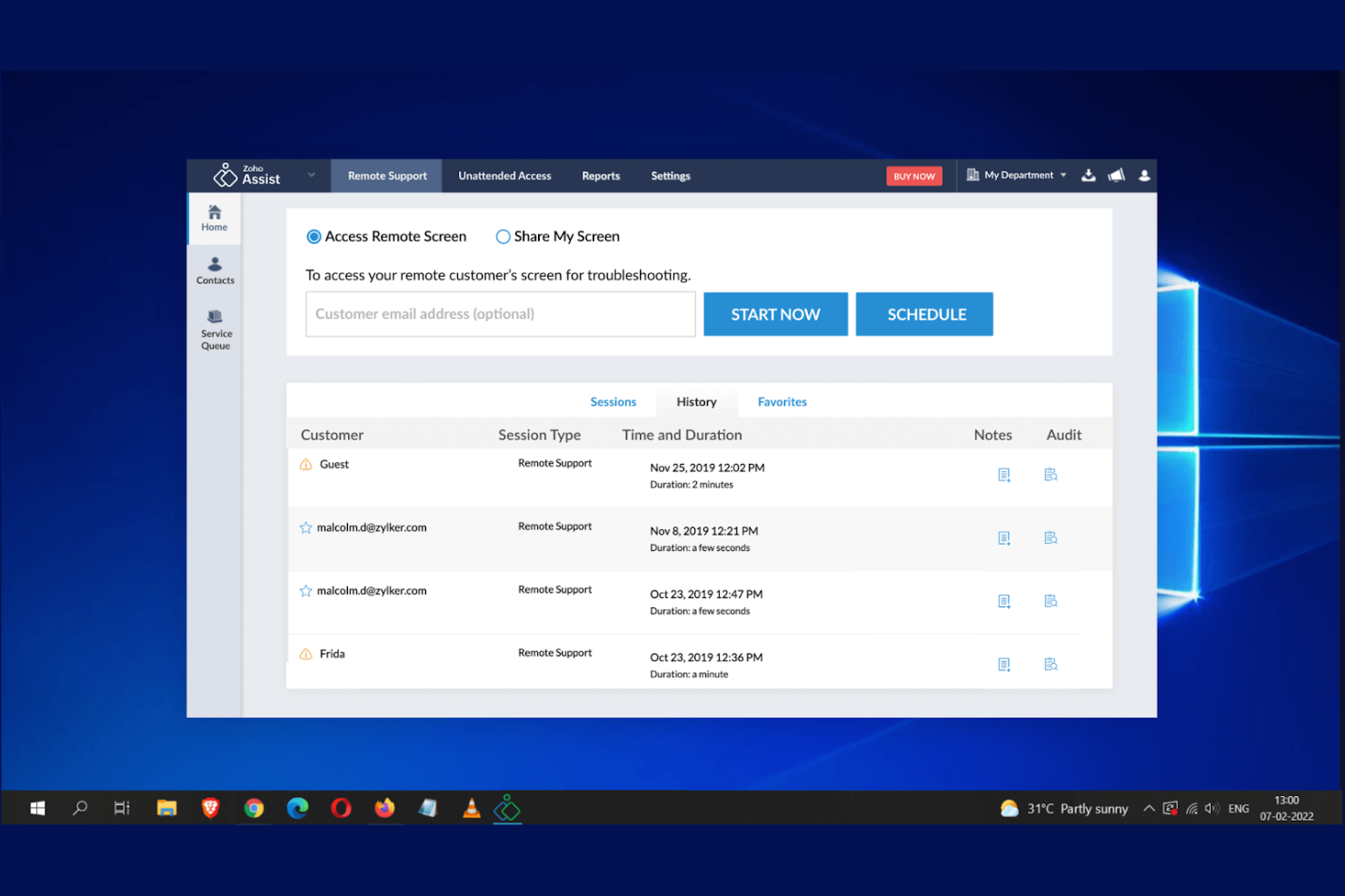 Zoho Assist screenshot - Le 10 migliori alternative a GoToMyPC selezionate per il 2026