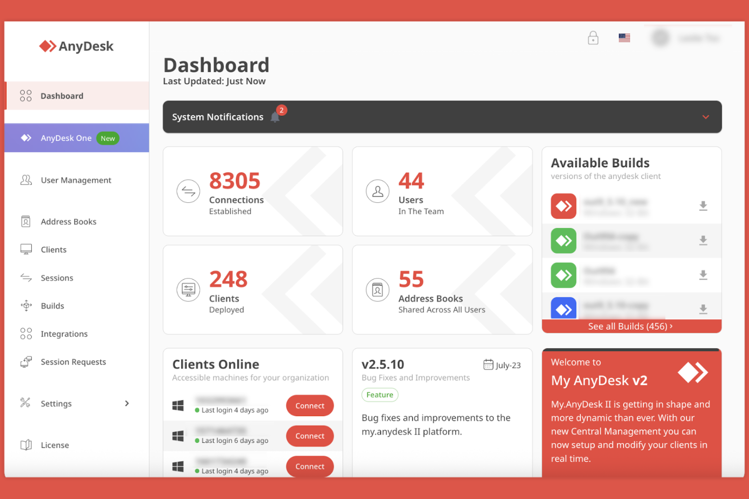 AnyDesk screenshot - 10 mejores alternativas a GoToMyPC seleccionadas para 2026
