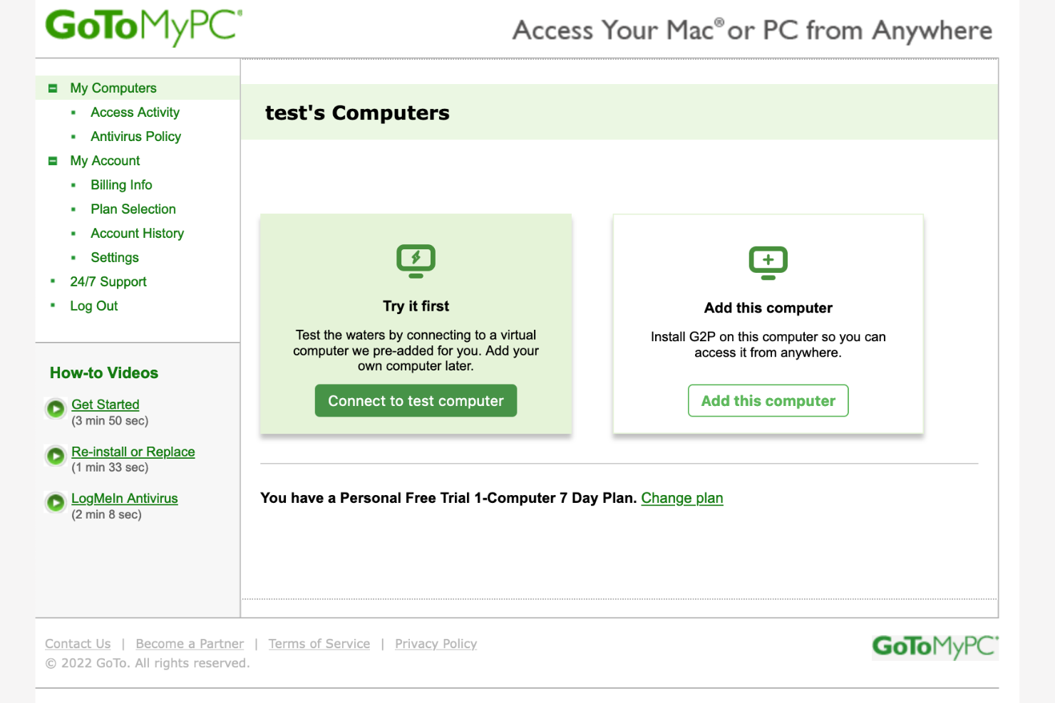 GoToMyPC screenshot - 10 alternative ad AnyDesk scelte per il 2026