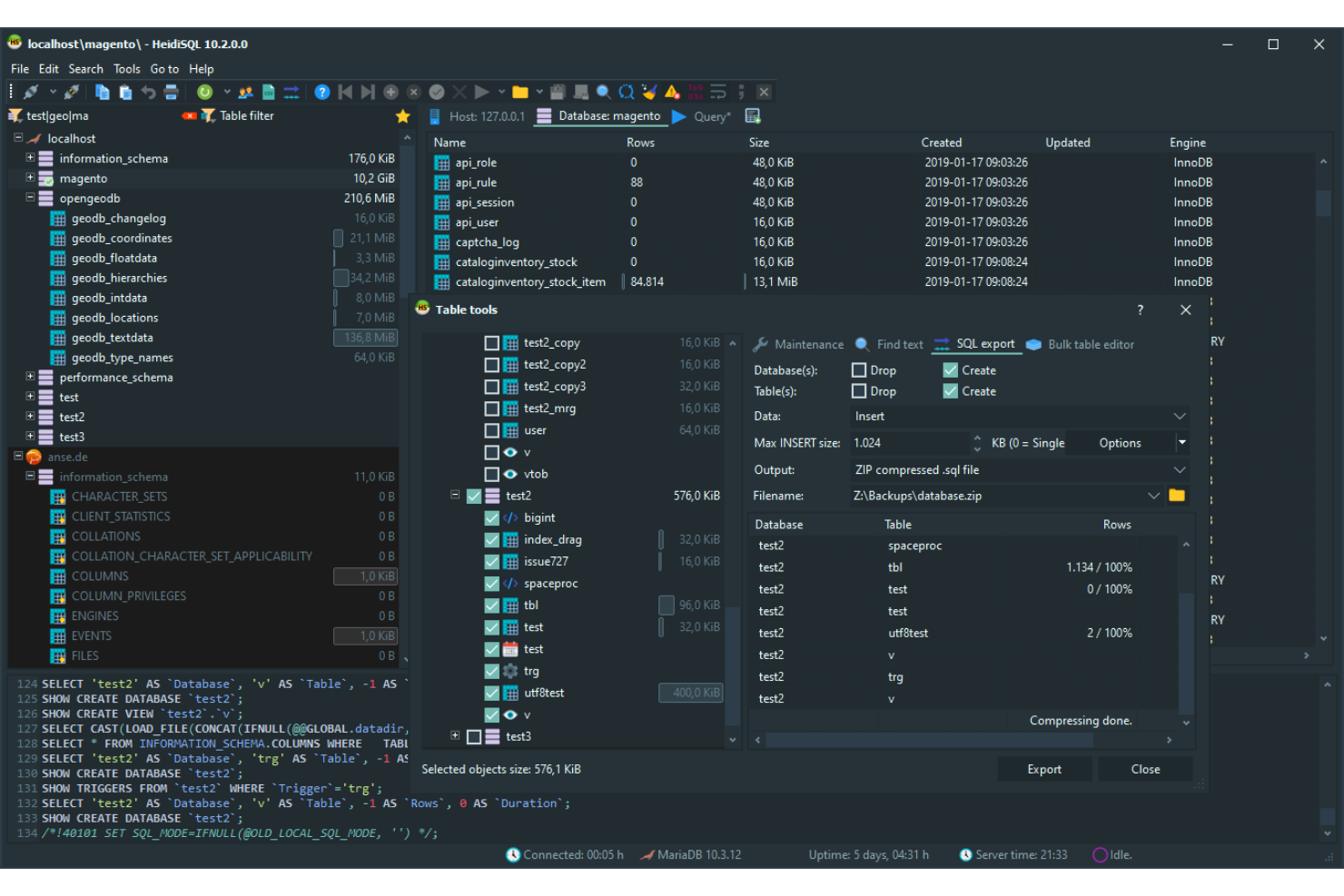 HeidiSQL screenshot - 10 alternativas a DBeaver en 2026
