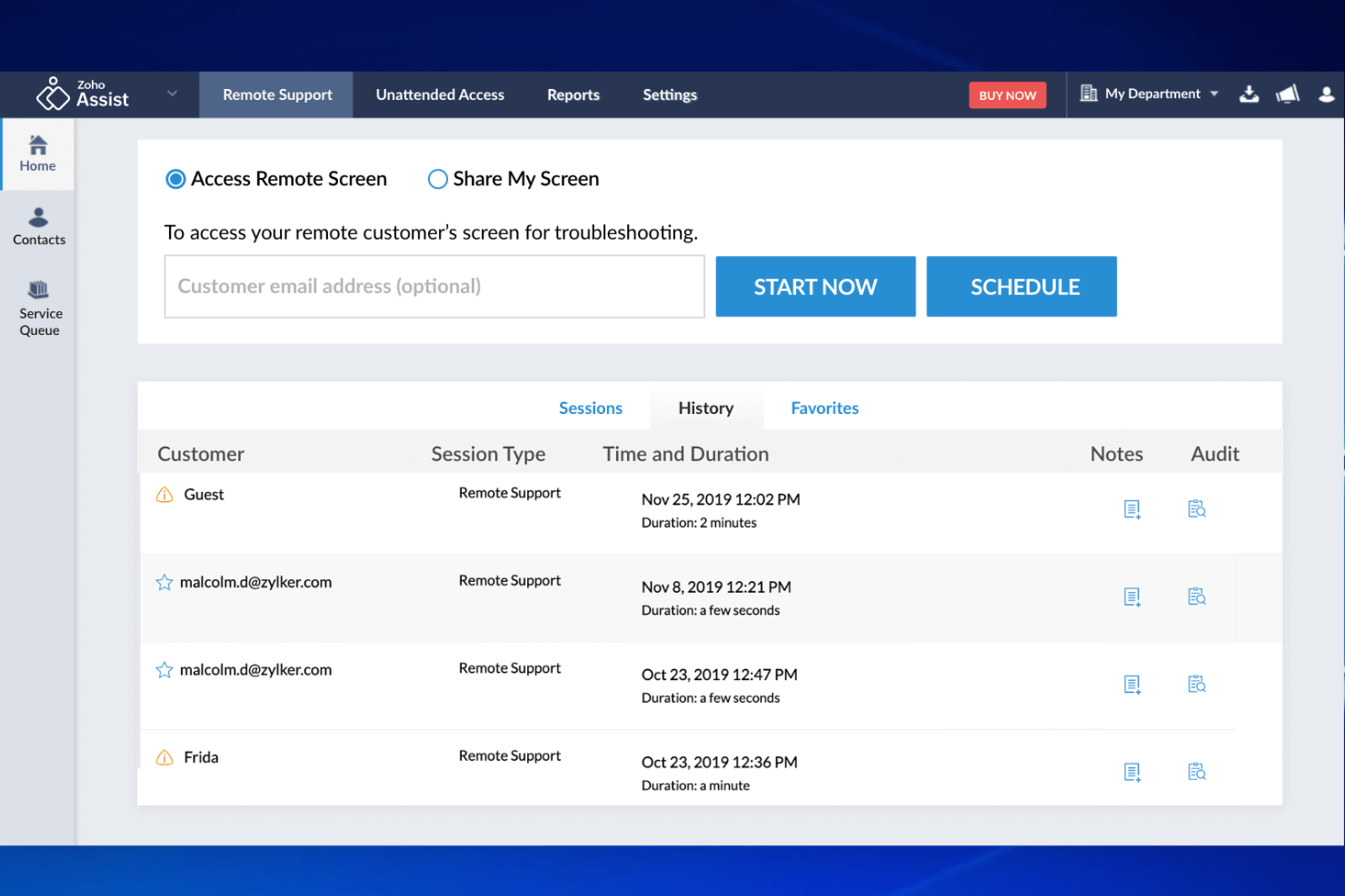 Zoho Assist screenshot - 10 alternativas a AnyDesk seleccionadas para 2026