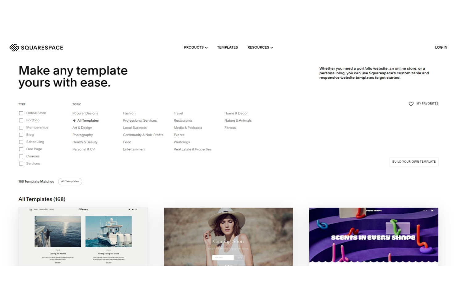Squarespace screenshot - 10 migliori alternative a Webflow per il 2026