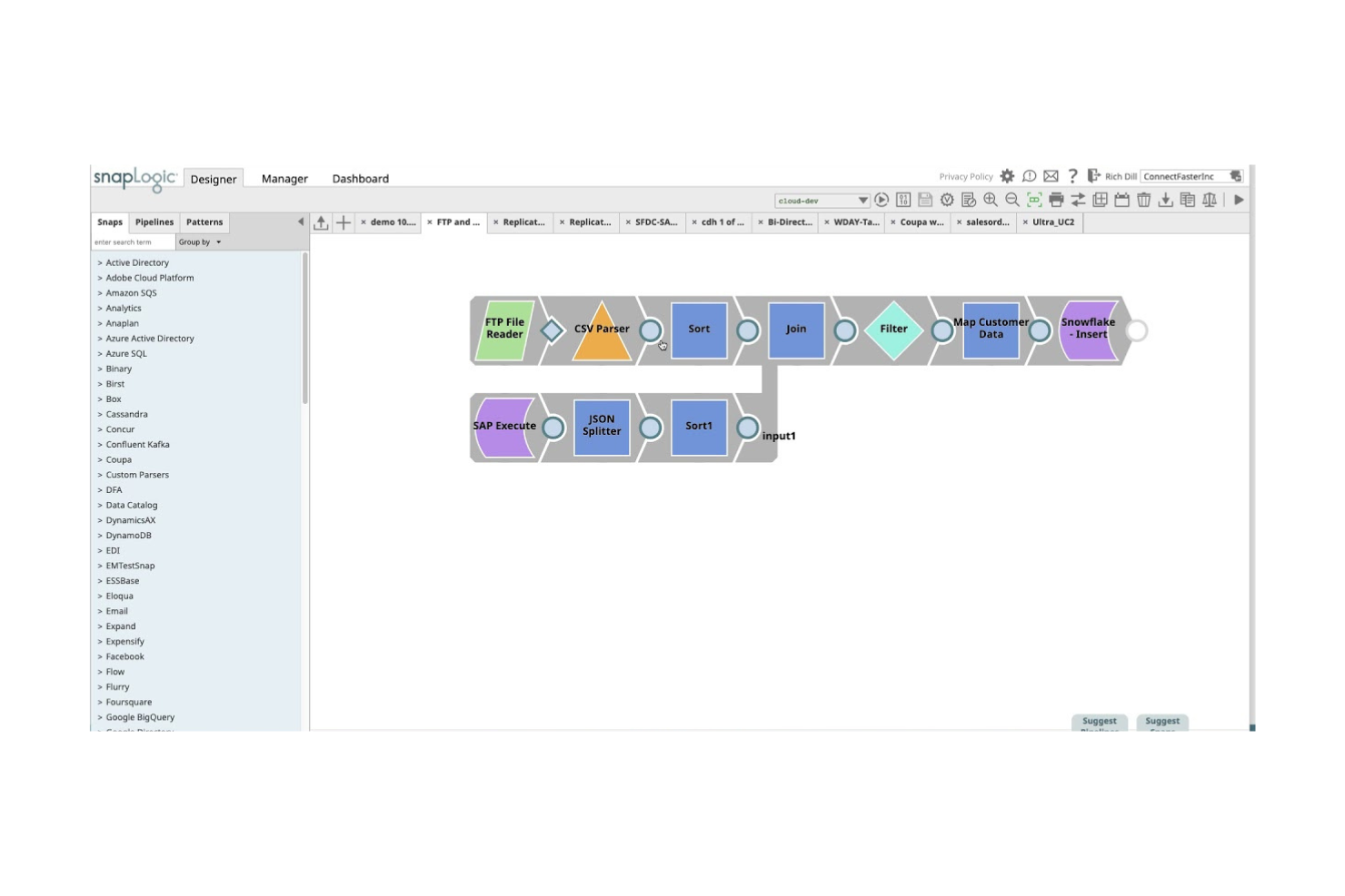 SnapLogic screenshot - 10 mejores alternativas a Boomi analizadas en 2026