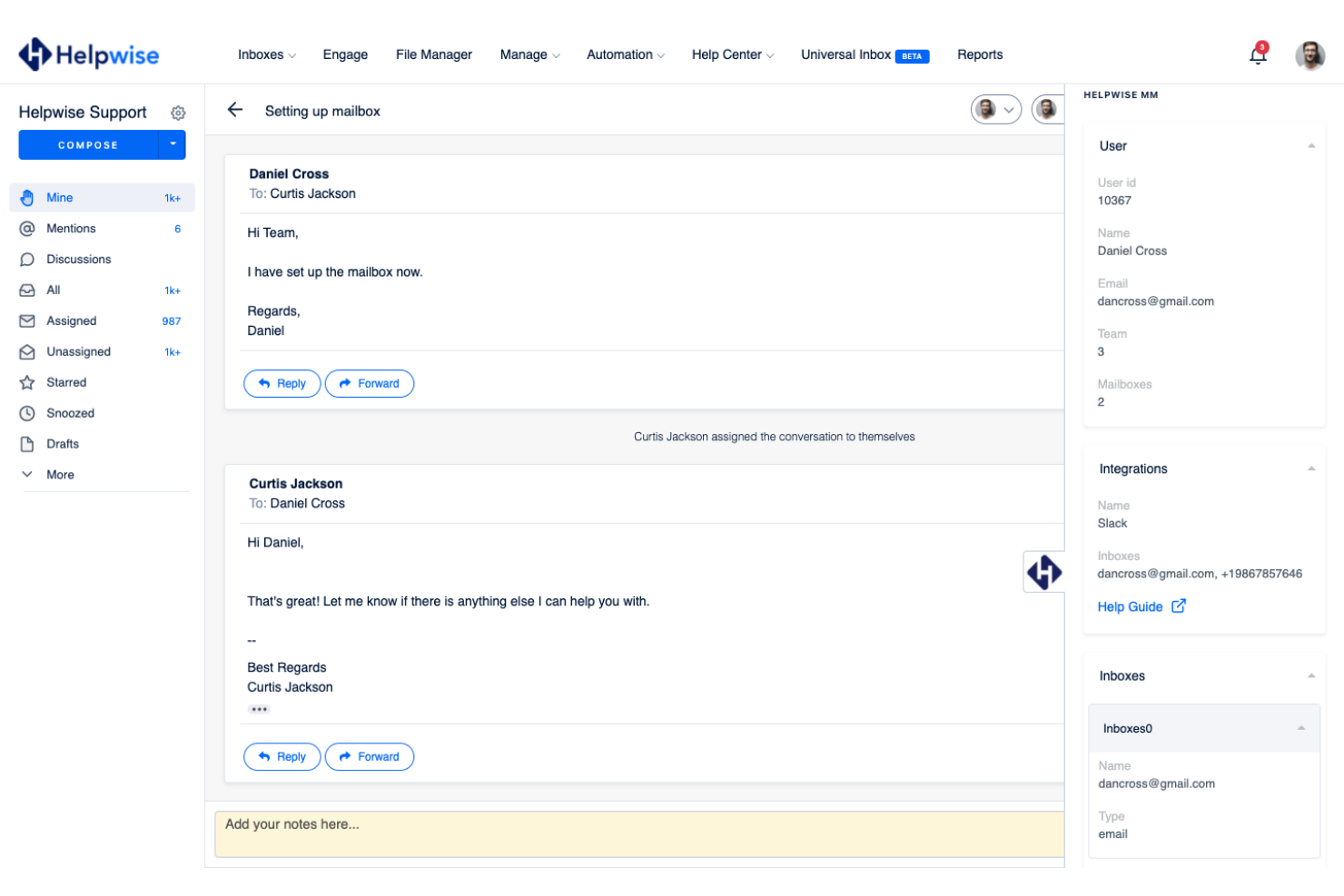 Helpwise screenshot - 10 meilleures alternatives à Intercom évaluées en 2026