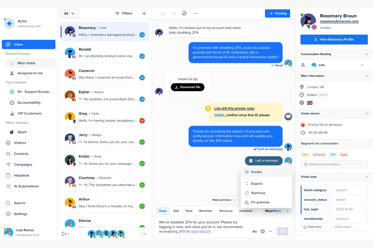 Crisp screenshot - 10 migliori alternative a Intercom recensite nel 2026