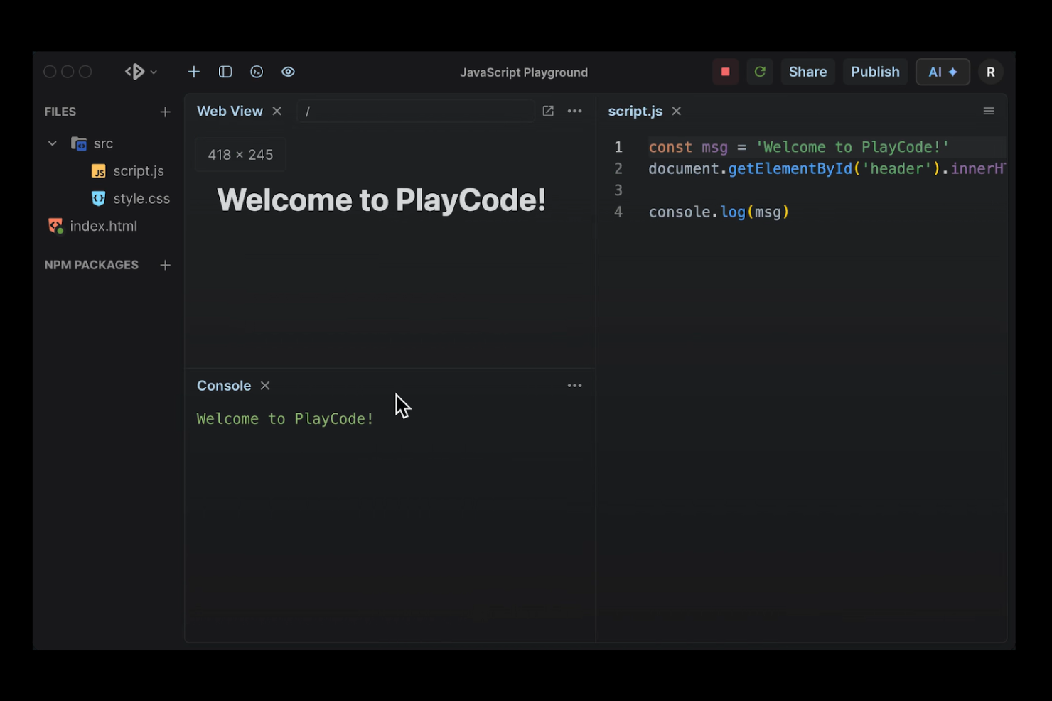 PlayCode screenshot - 10 alternativas a CodePen para 2026