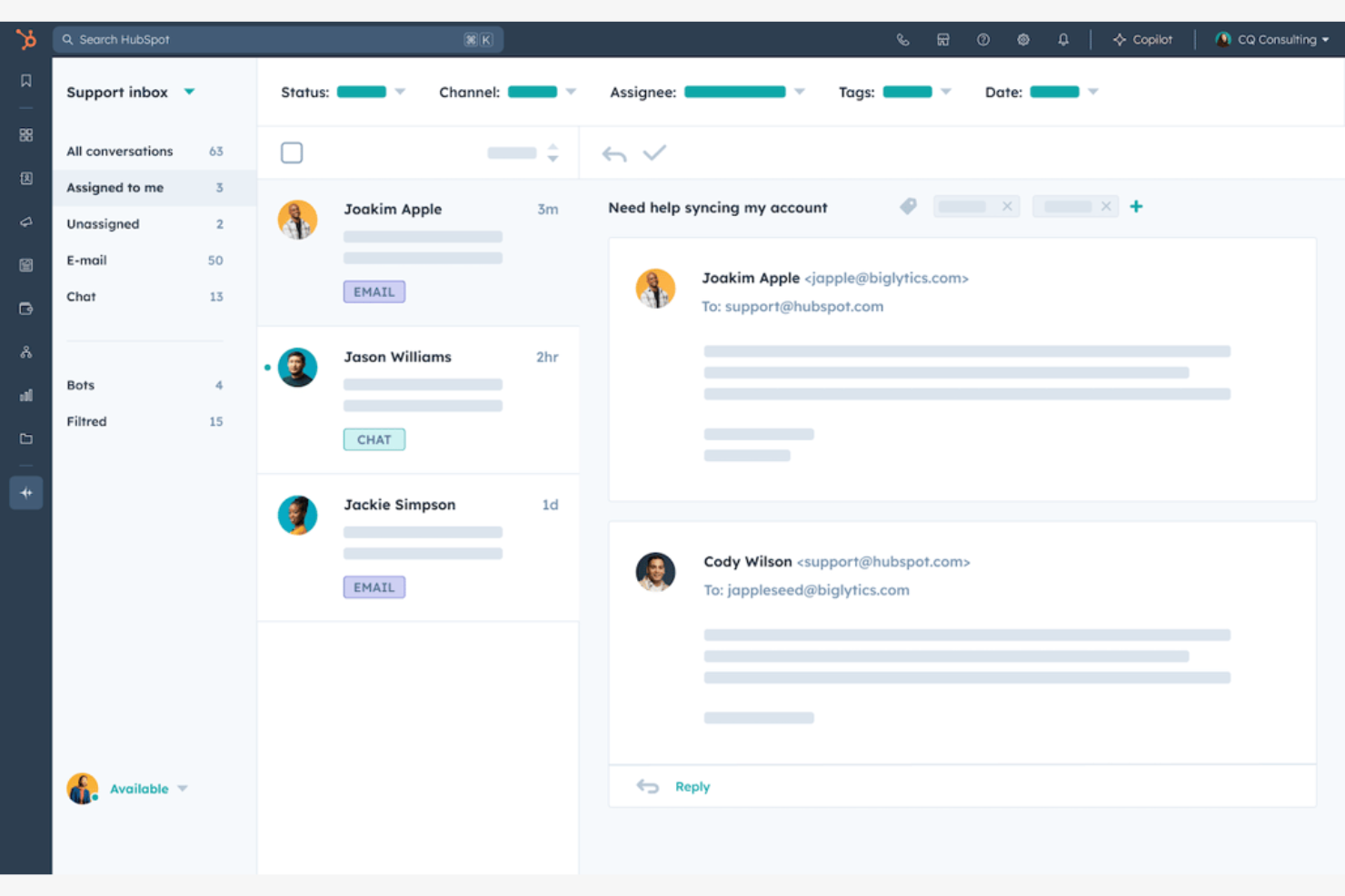 HubSpot Service Hub screenshot - 10 mejores alternativas a Intercom analizadas en 2026