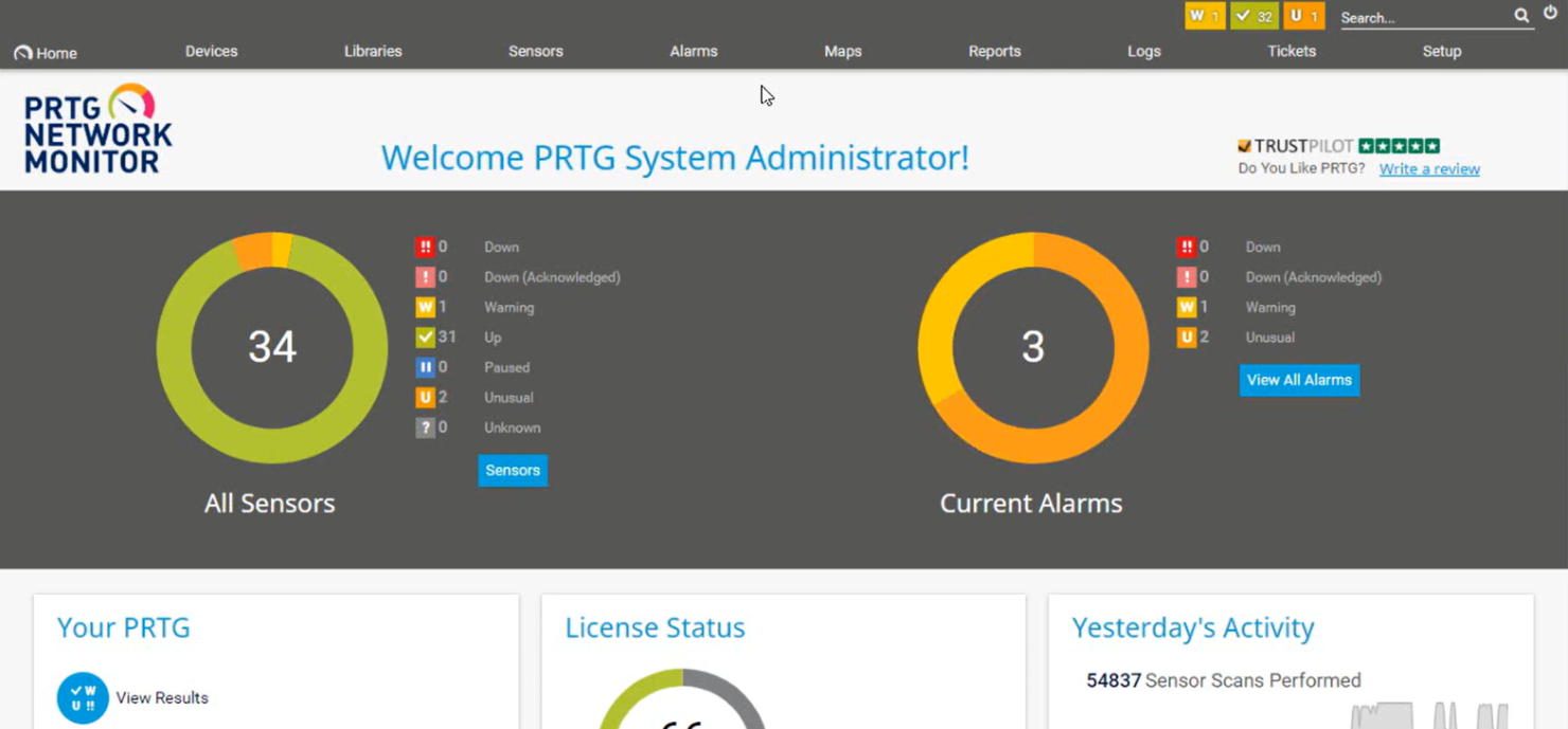 Paessler PRTG screenshot - 10 beste alternatieven voor LogicMonitor beoordeeld in 2026