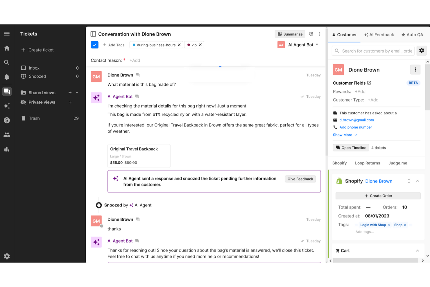 Gorgias screenshot - 10 migliori alternative a Intercom recensite nel 2026