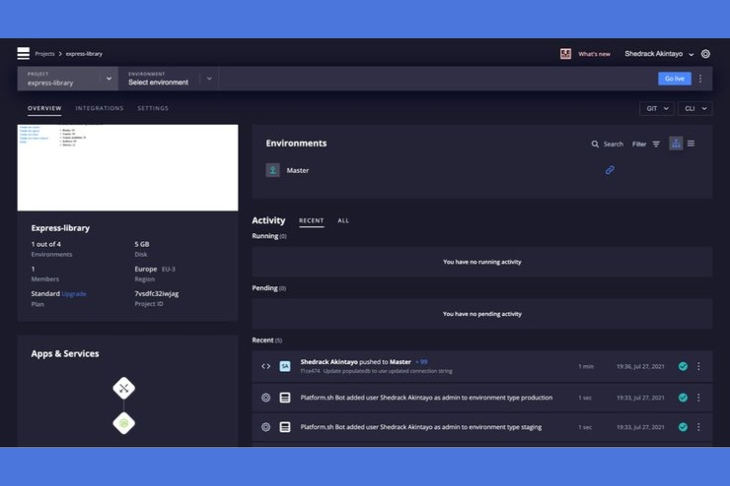 Platform.sh screenshot - 10 meilleures alternatives à Kubernetes passées en revue en 2026