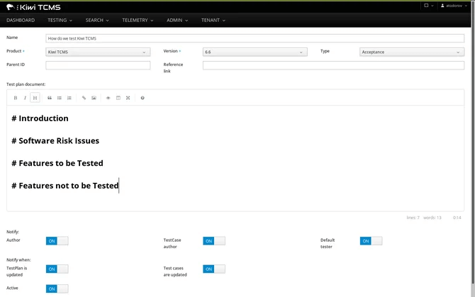 Kiwi TCMS screenshot - 10 Best Open Source Test Management Tools In 2024