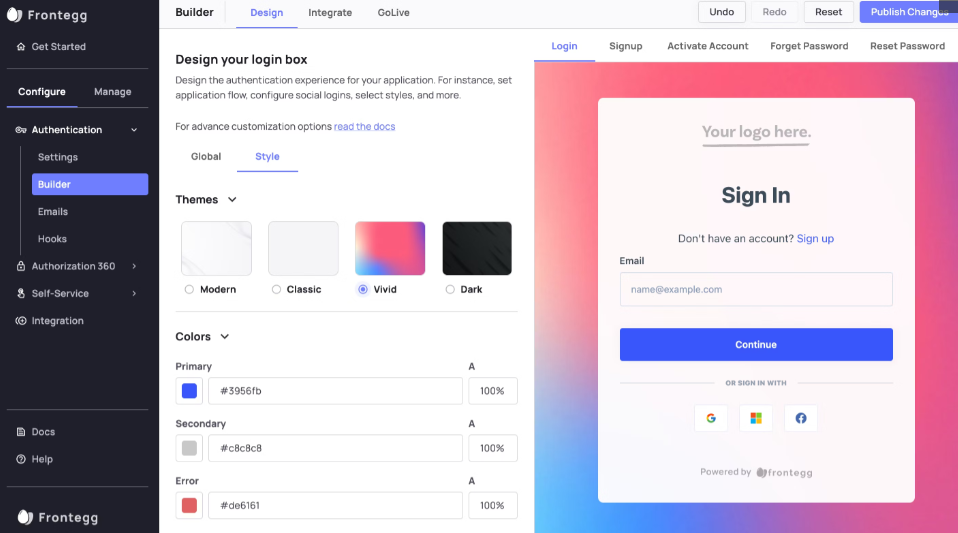 Frontegg screenshot - 10 Best Multi Factor Authentication Software Of 2026