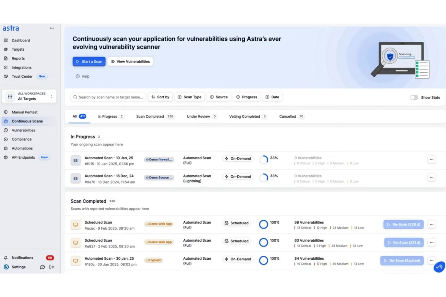 Astra screenshot - 15 Best Cybersecurity Solutions Reviewed in 2026