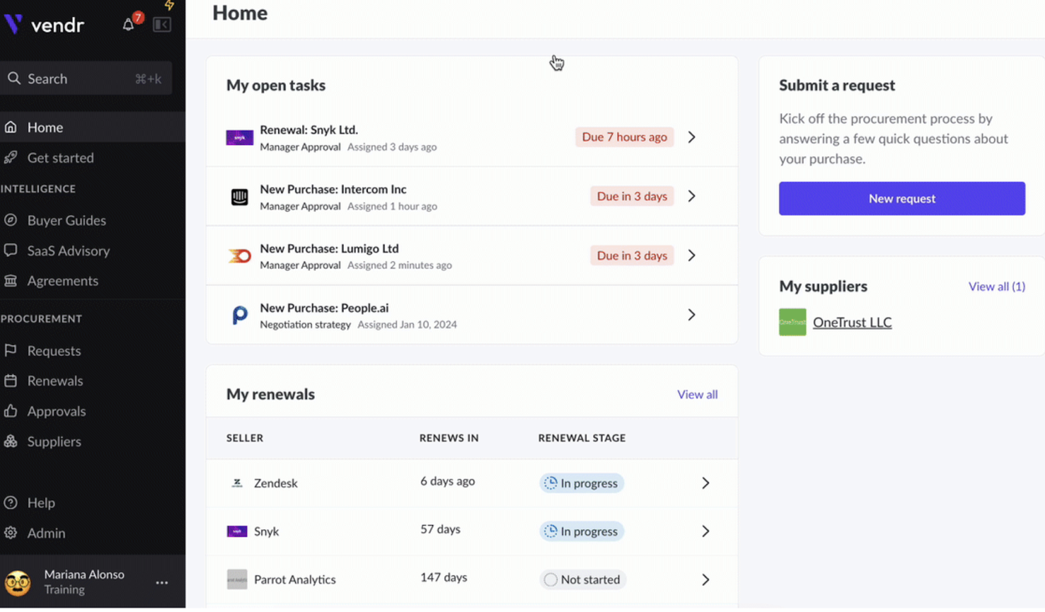 Vendr screenshot - 22 beste BetterCloud Alternativen für 2026