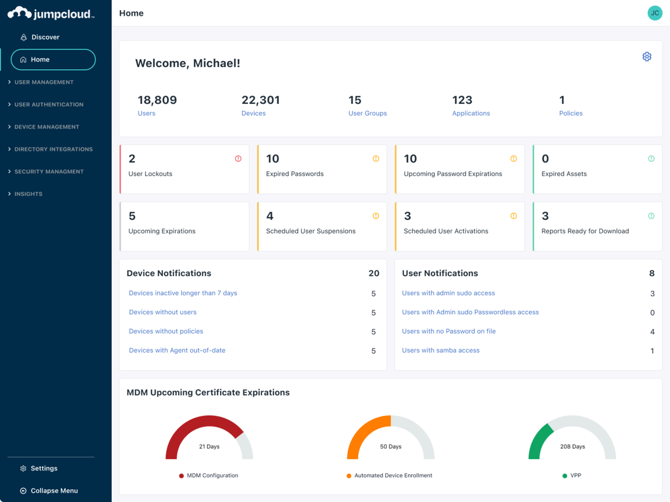 JumpCloud screenshot - 22 beste BetterCloud Alternativen für 2026