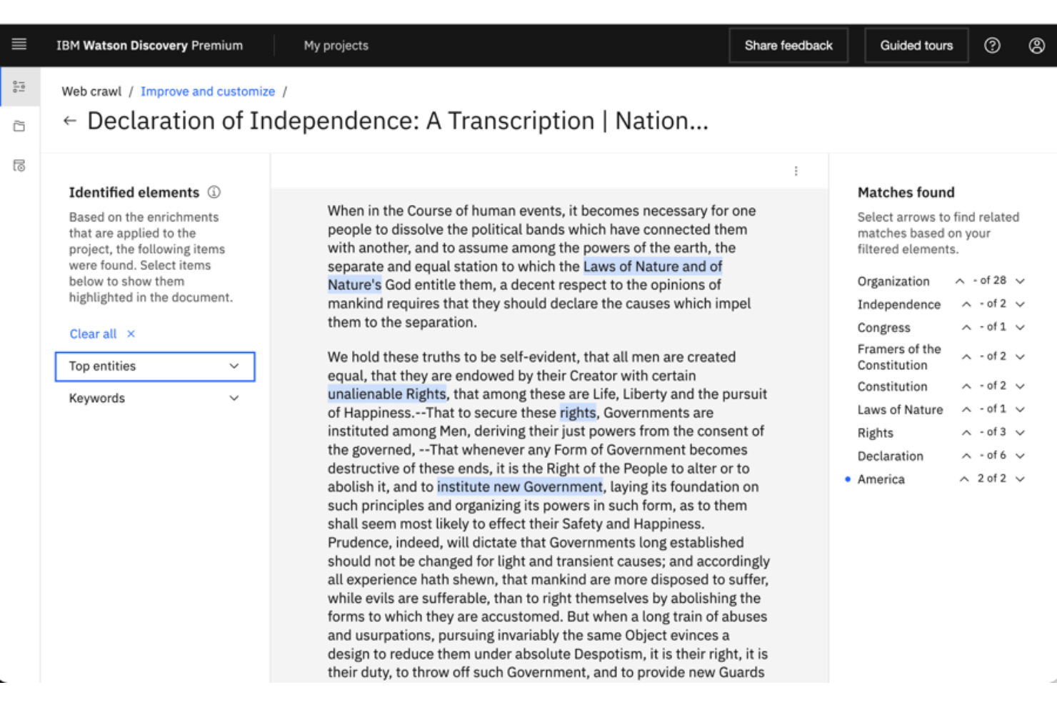 IBM Watson Discovery screenshot - 19 Elasticsearch Alternatives Picked for 2026