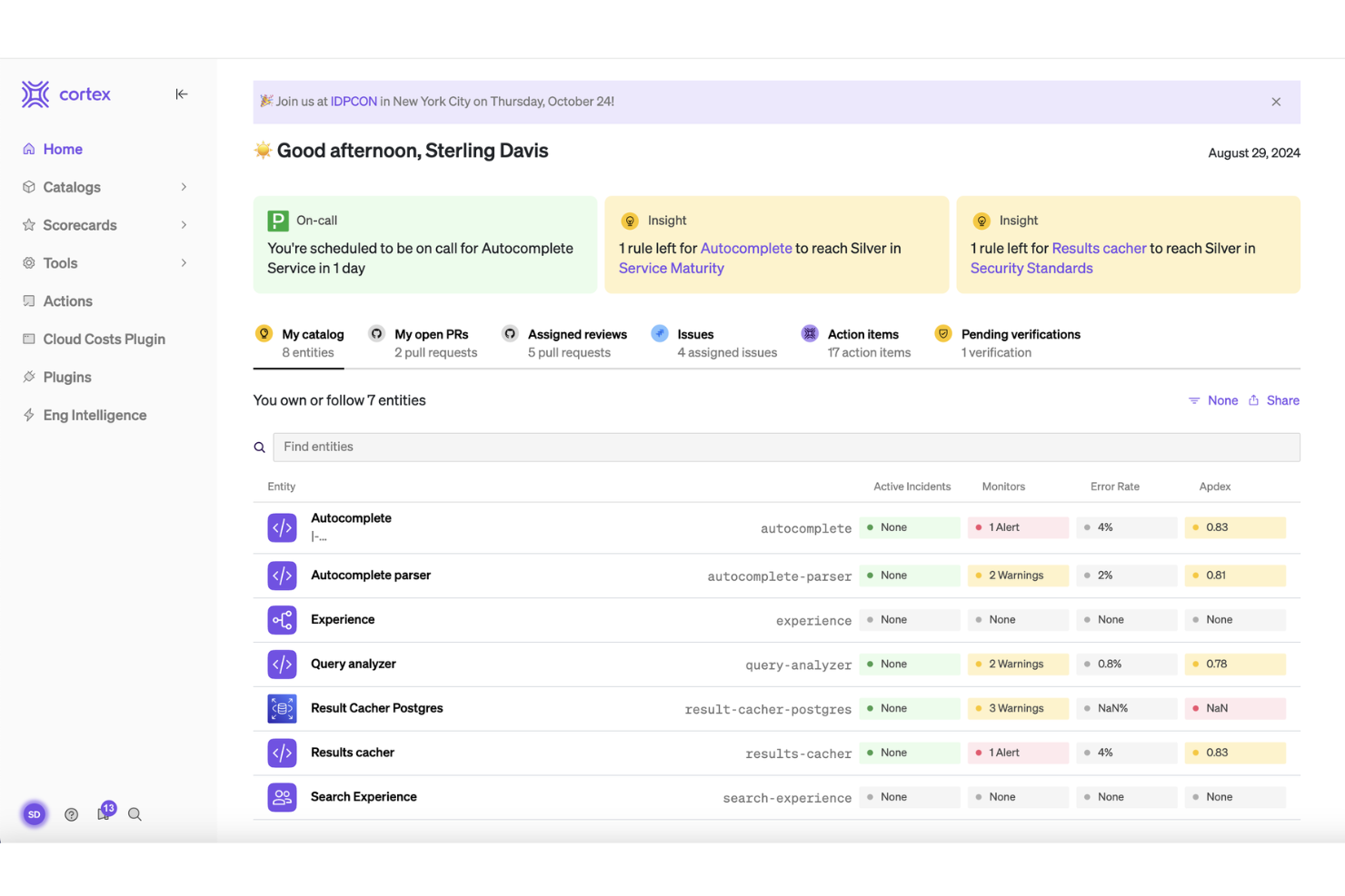 Cortex screenshot - 10 Best Internal Developer Portals in 2026