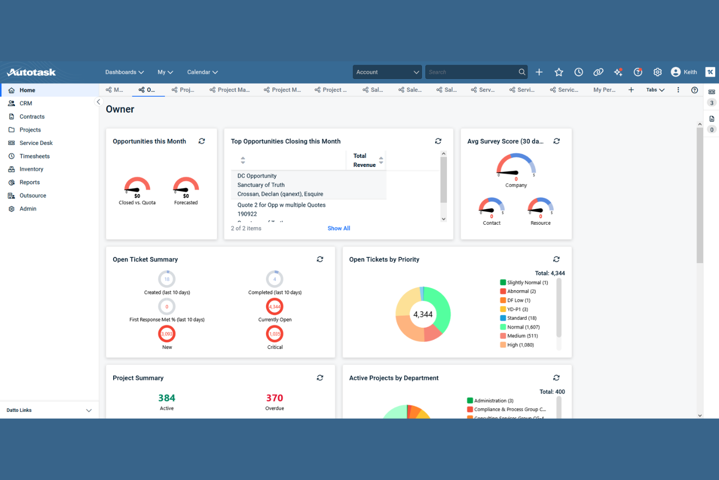 Datto Autotask PSA screenshot - 10 Best IT Management Software for MSPs in 2026