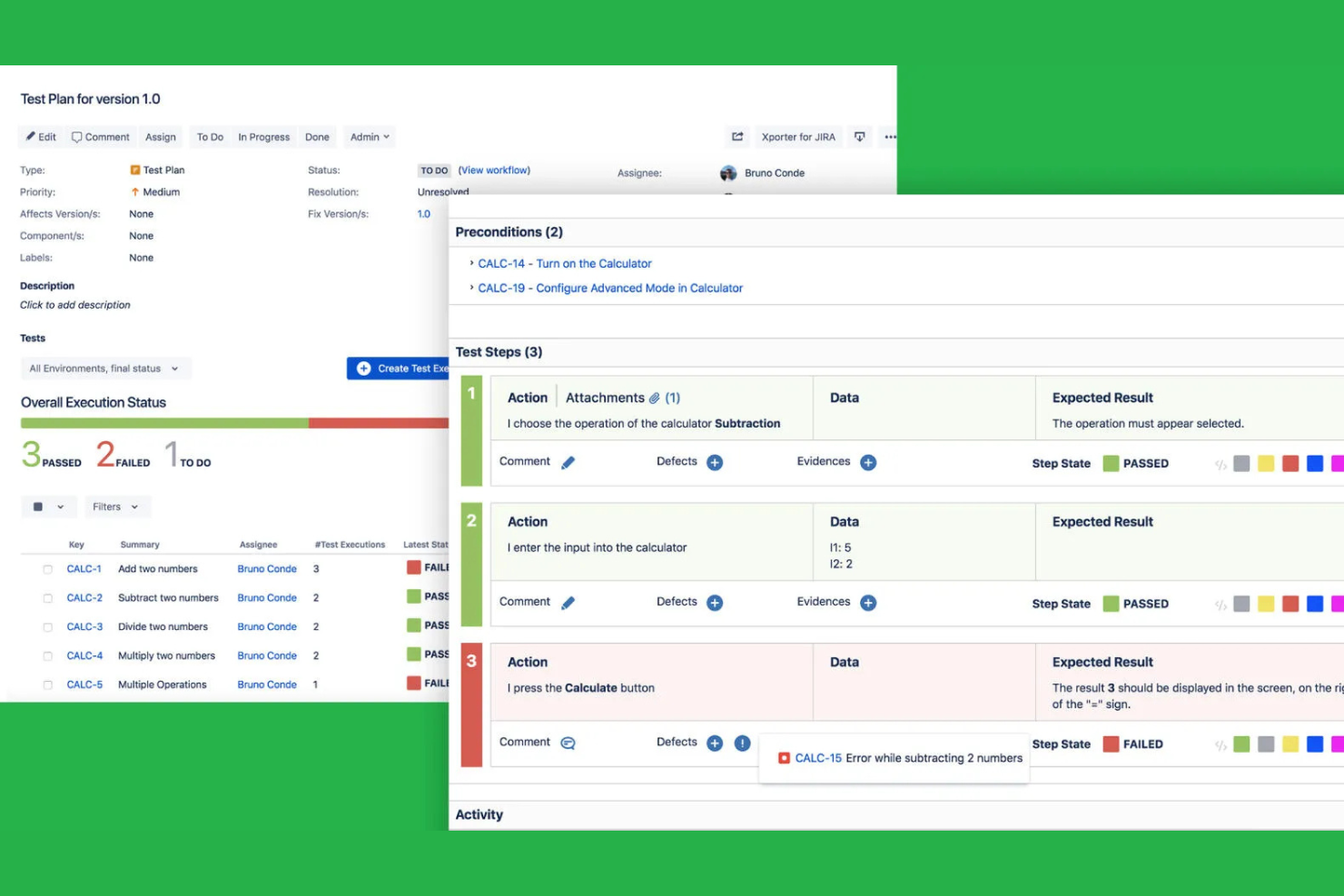 Xray manages test planning, execution, and tracking directly in Jira projects.
