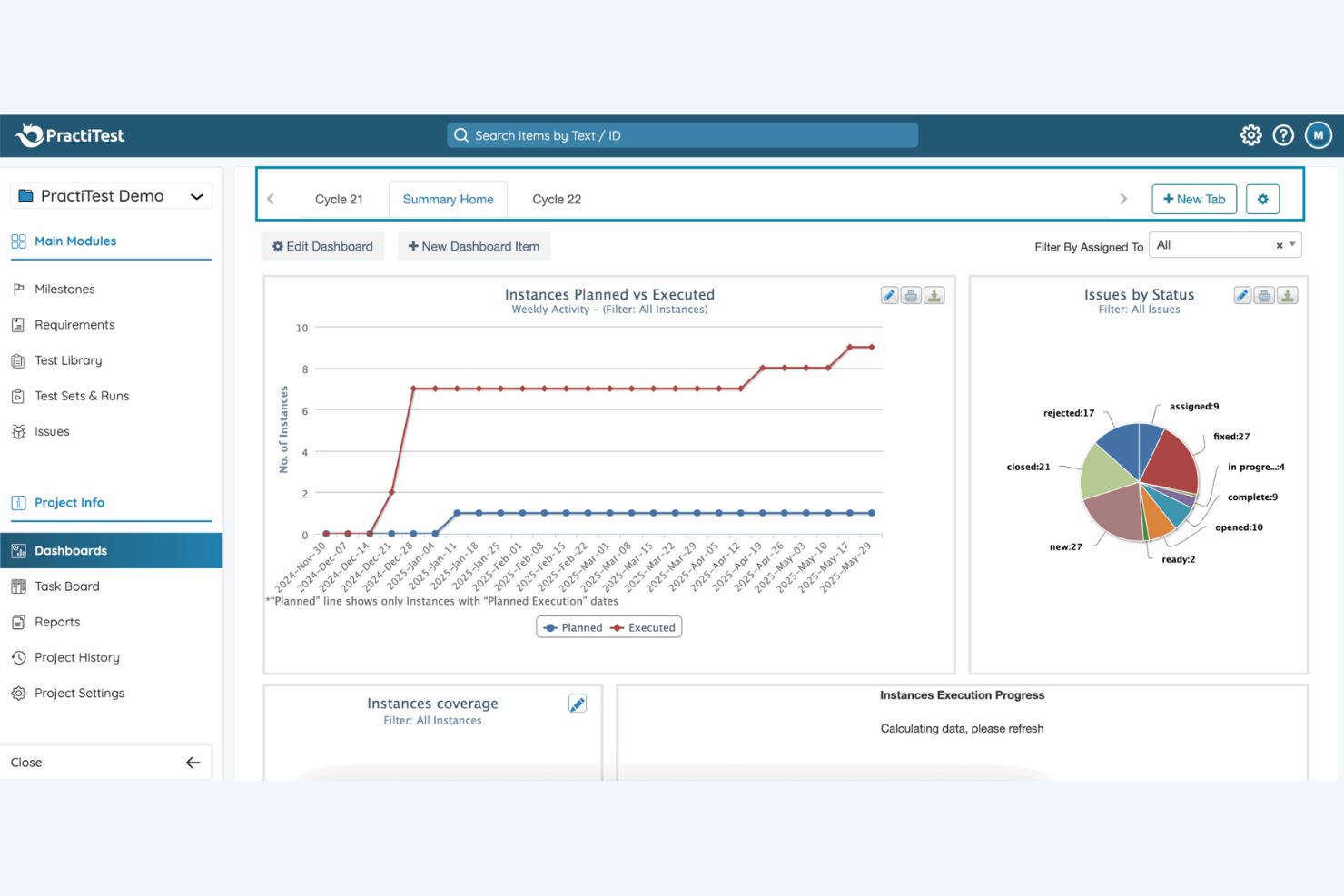 PractiTest organizes test cases, runs tests, and tracks QA progress.