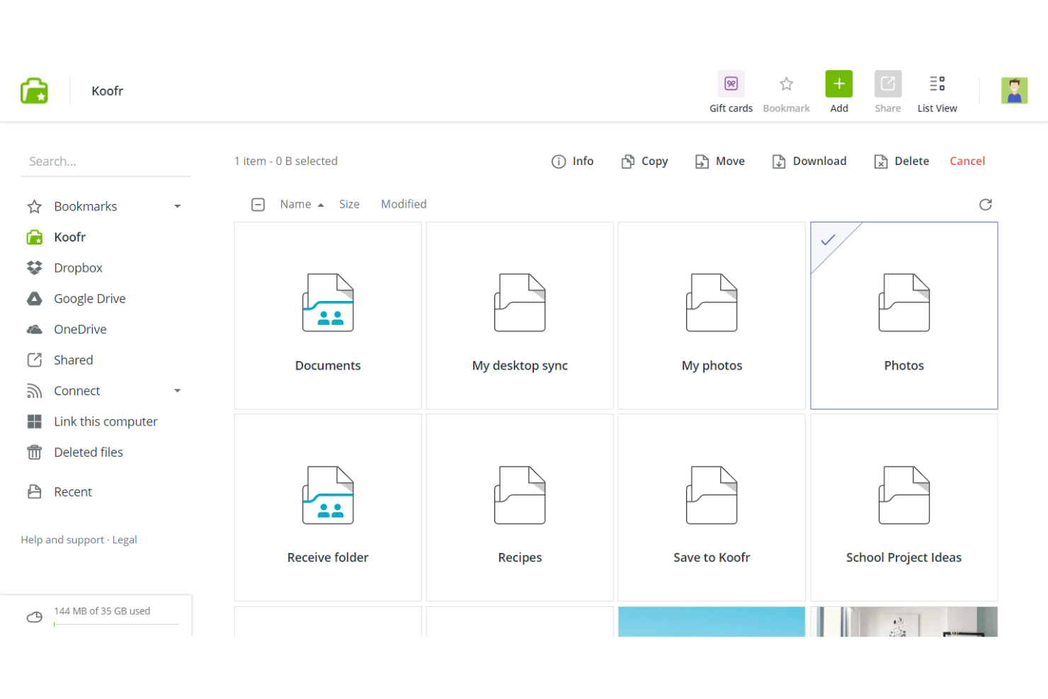 Koofr provides secure cloud storage with file sharing and multi-cloud integration.
