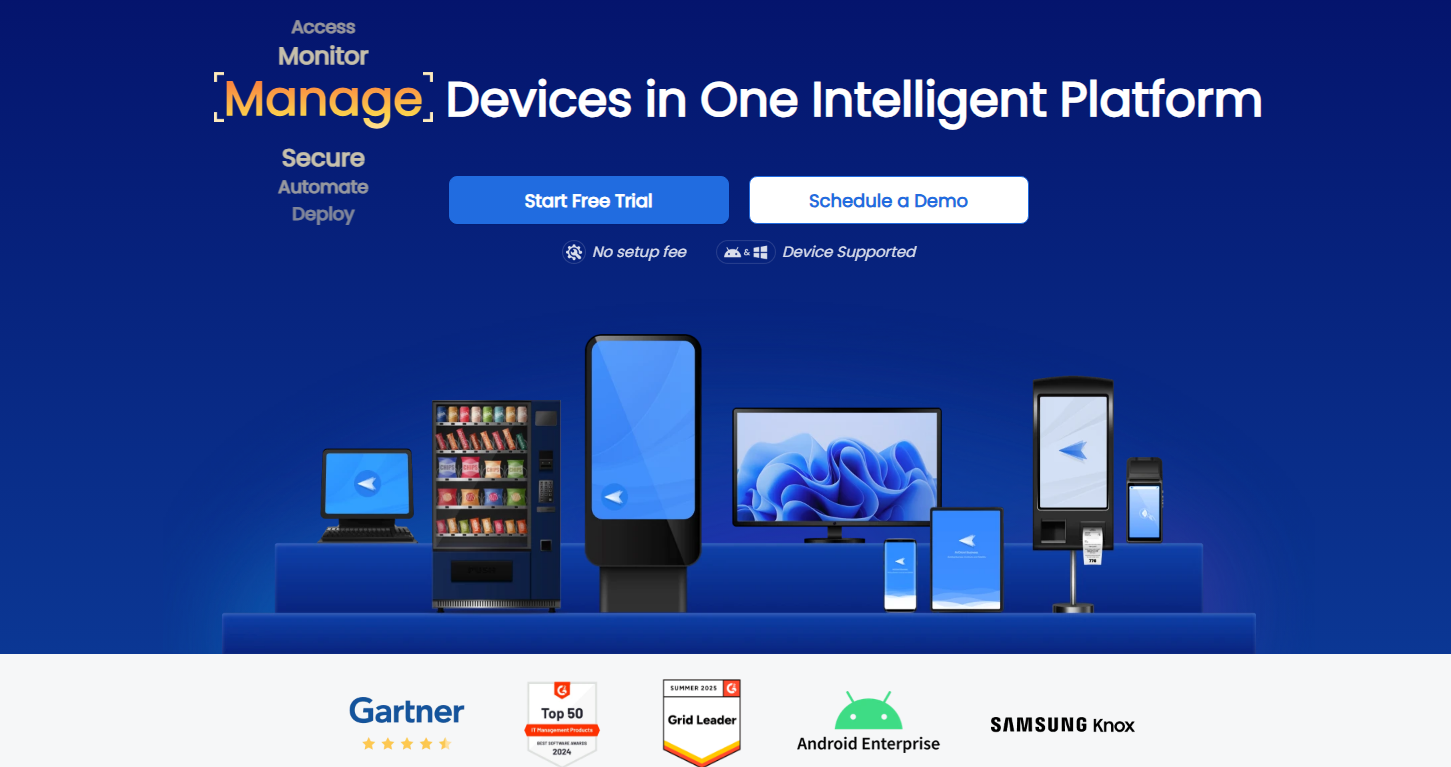 Securely manage, monitor, and control business devices remotely at scale.