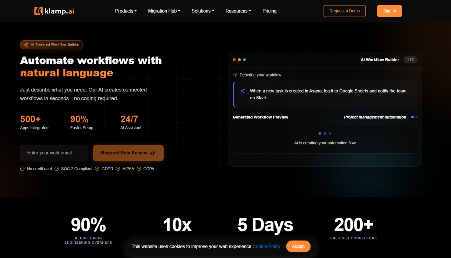 Klamp embeds a native integrations marketplace in your SaaS, no dev drag.