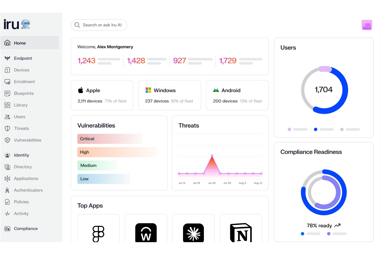 Iru centralizes device control, security, and compliance across mobile fleets.