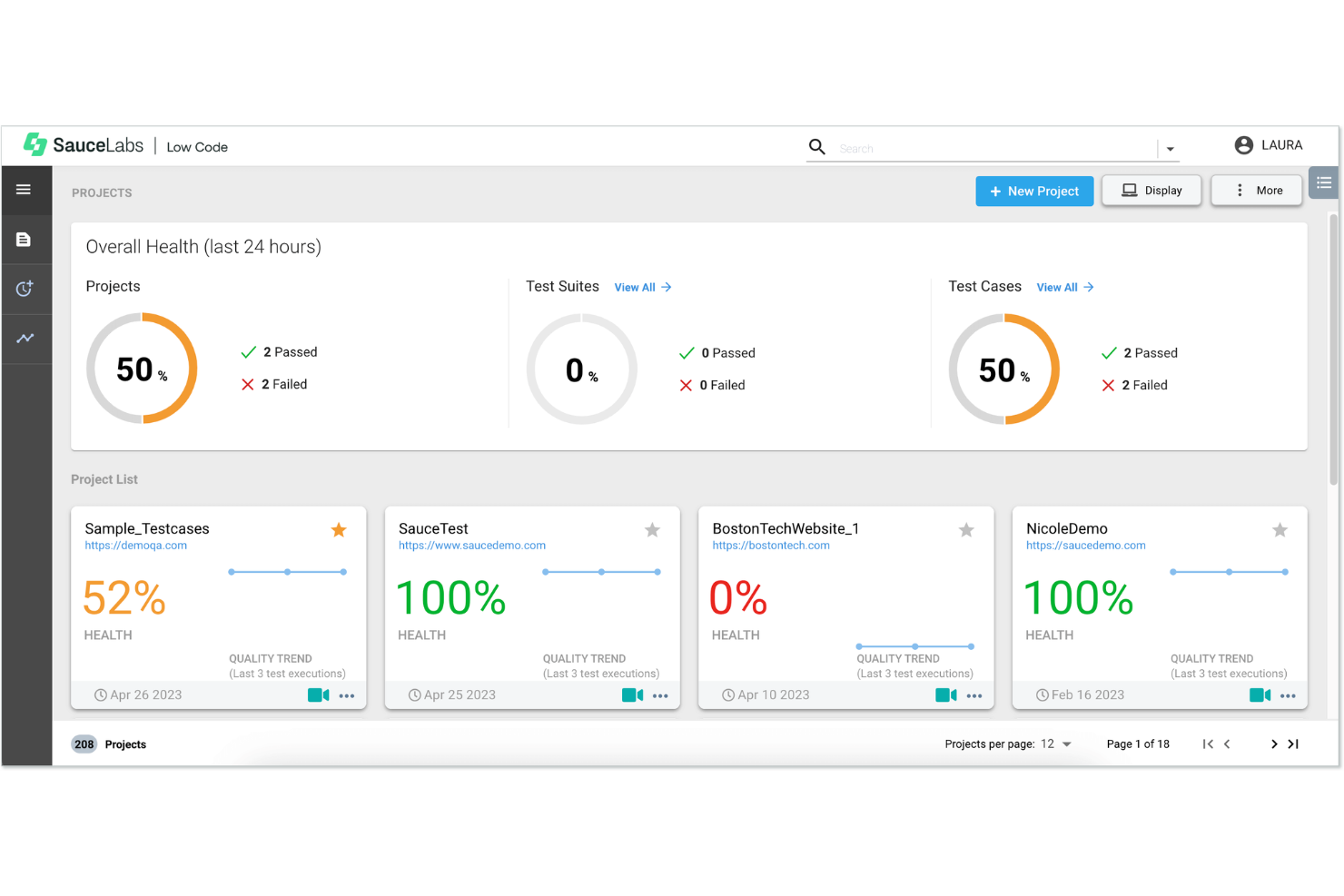 Sauce Labs runs cloud-based end-to-end tests across browsers and devices.