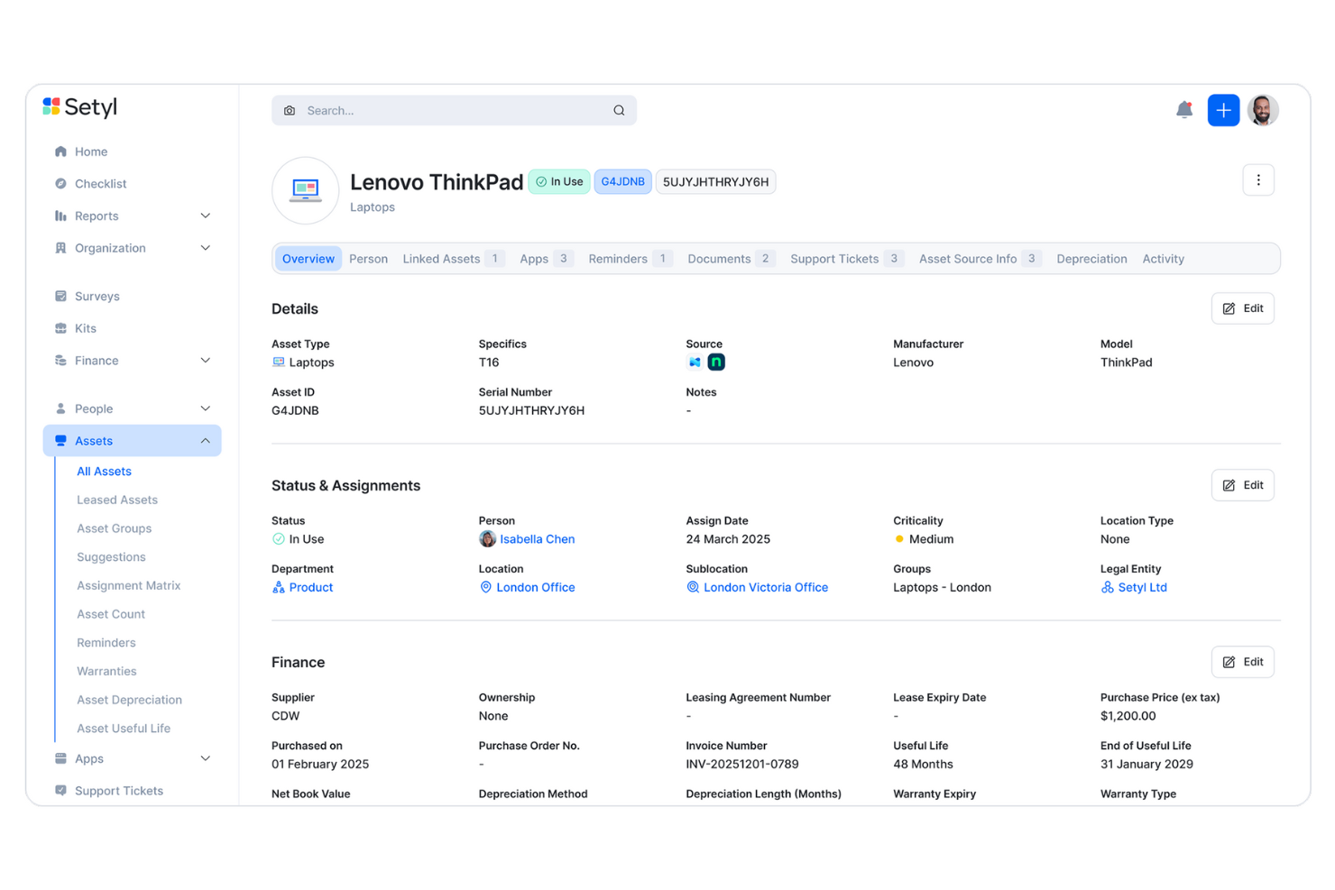 Setyl screenshot - CTO’s Guide to The 25 Best IT Asset Management Software