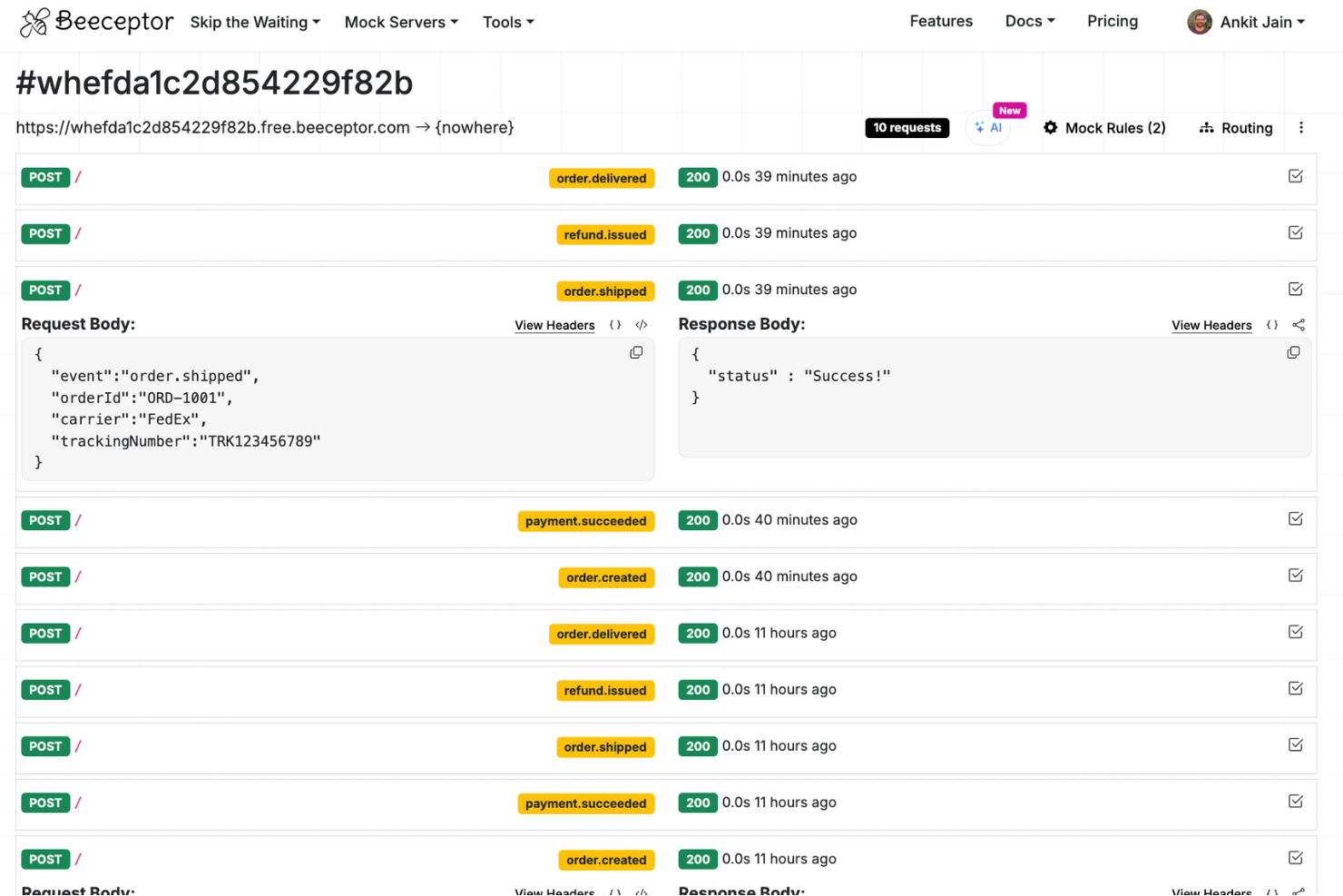 Beeceptor screenshot - 10 Best Service Virtualization Tools in 2026