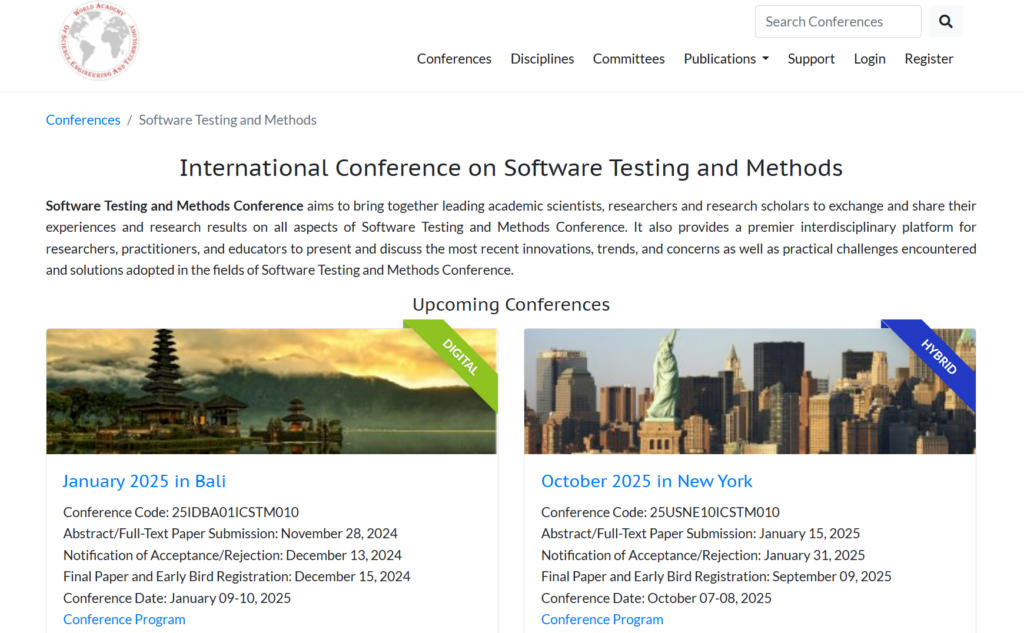 ICSTM 2025 website screenshot