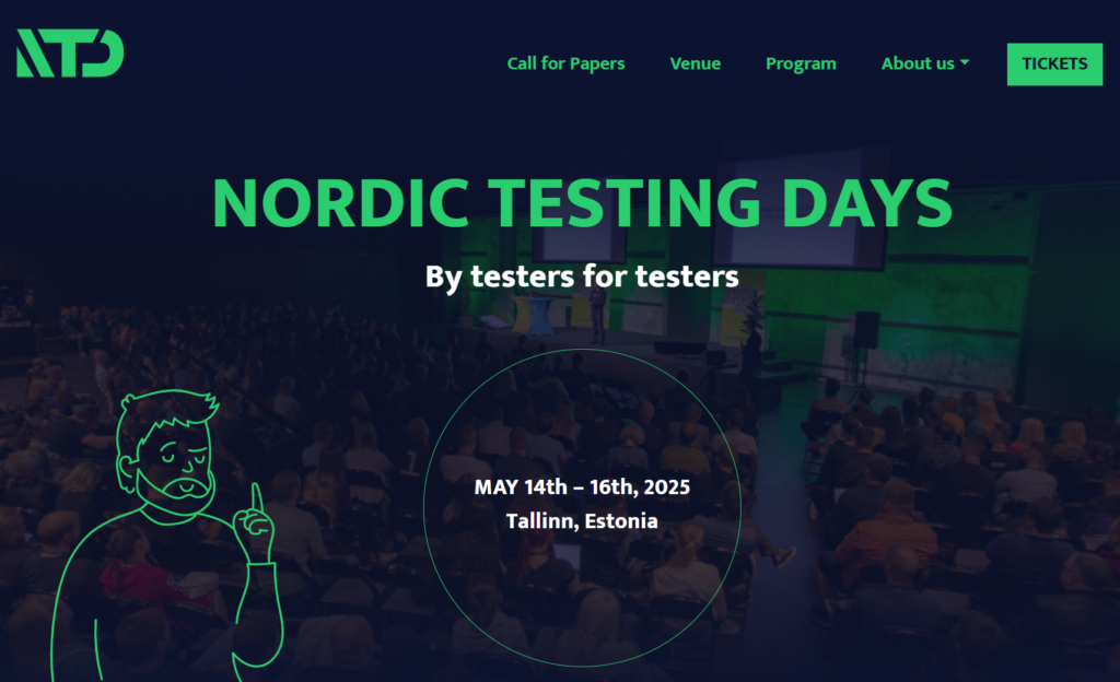 Screenshot of the Nordic Testing Days landing page