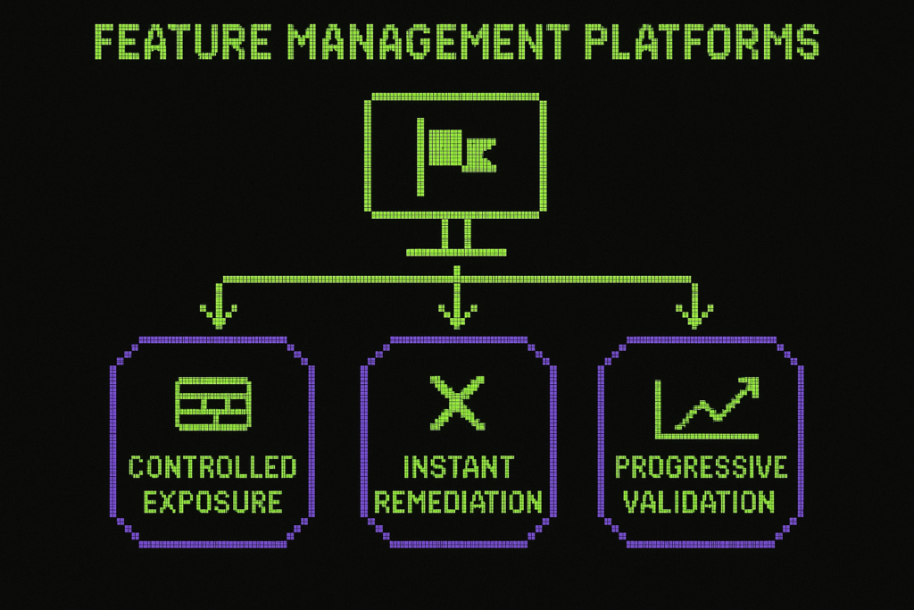 feature management platforms diagram for testing in production