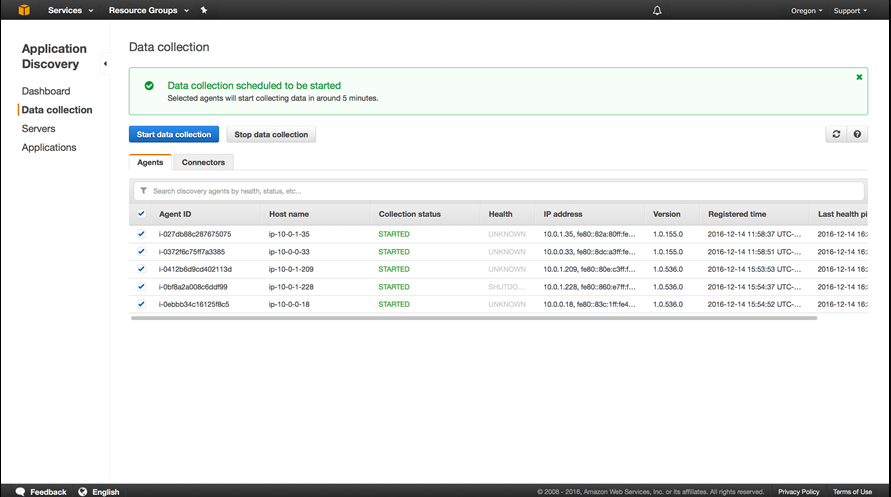 AWS data collection interface