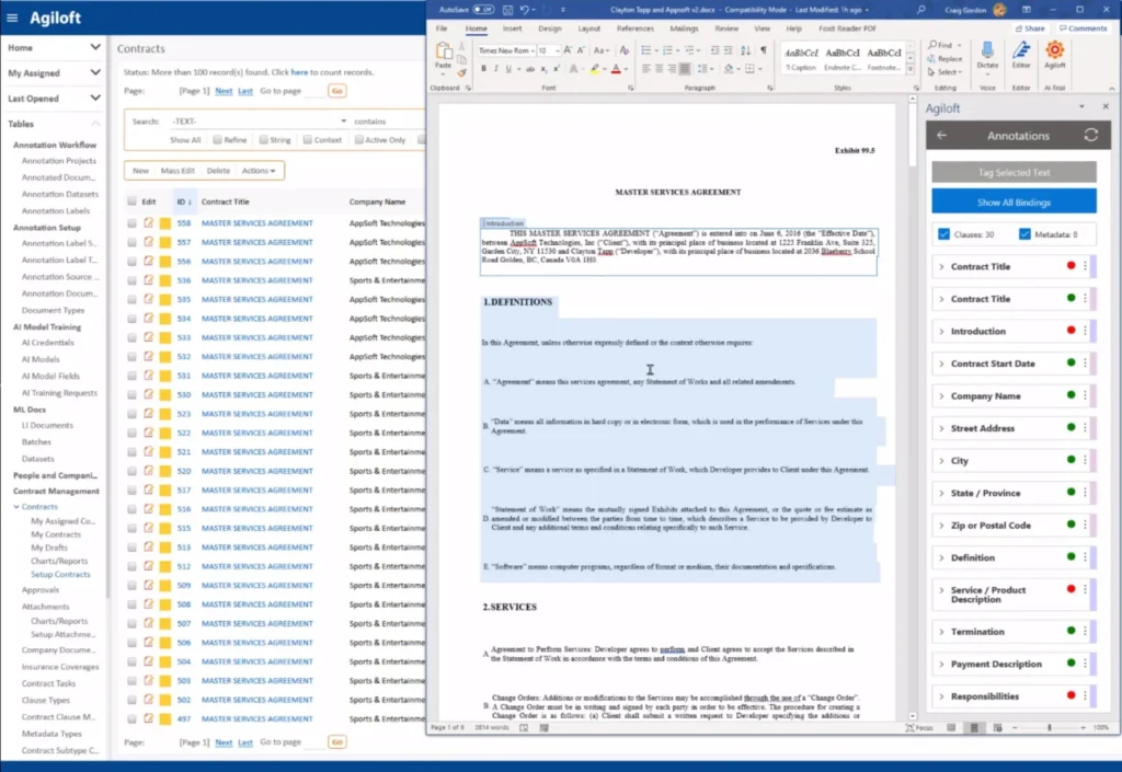 Agiloft CLM software interface