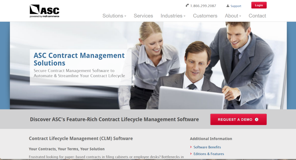 ASC Contracts CLM software interface