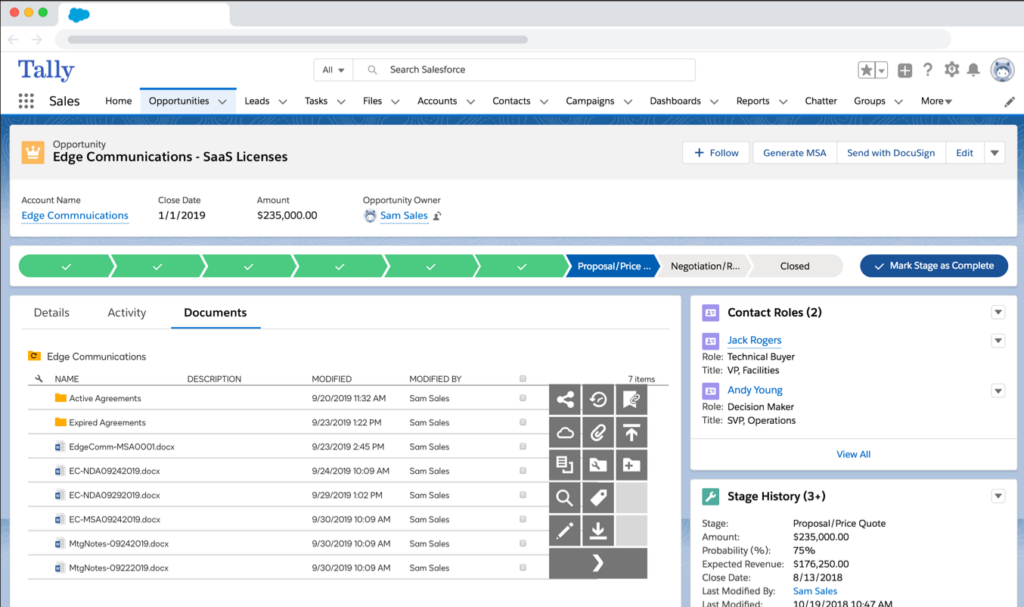 DocuSign CLM software interface