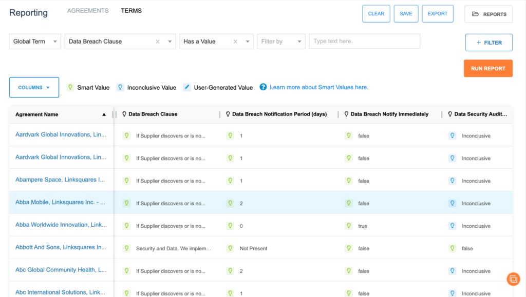 LinkSquares CLM software interface