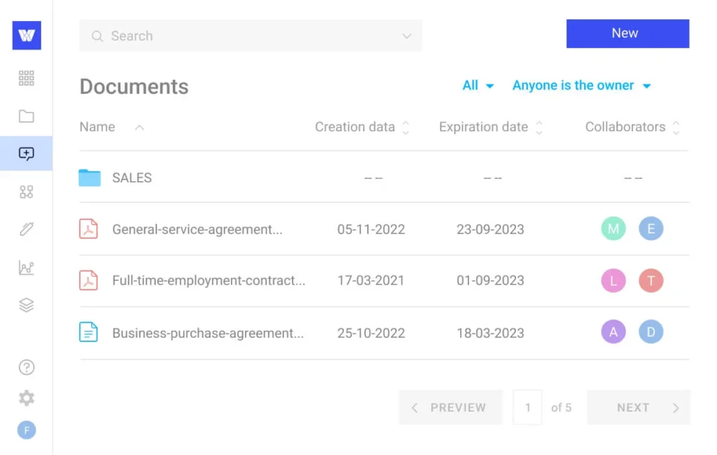 Webdox CLM software interface