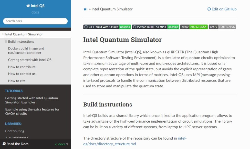 A photo focused on the website of the tool Intel Quantum Simulator.