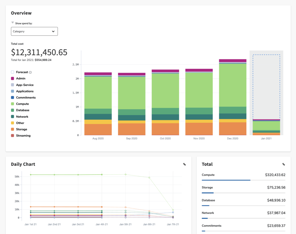 Overview page of the tool Flexera Cloud Management Platform