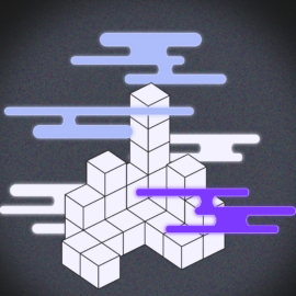 Purple and white logo with cube in center. cloud data management featured image