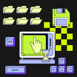 Hand operating a computer screen. It asset management best practices featured image