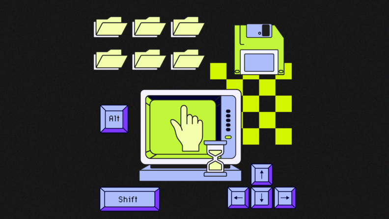 Hand operating a computer screen. It asset management best practices featured image