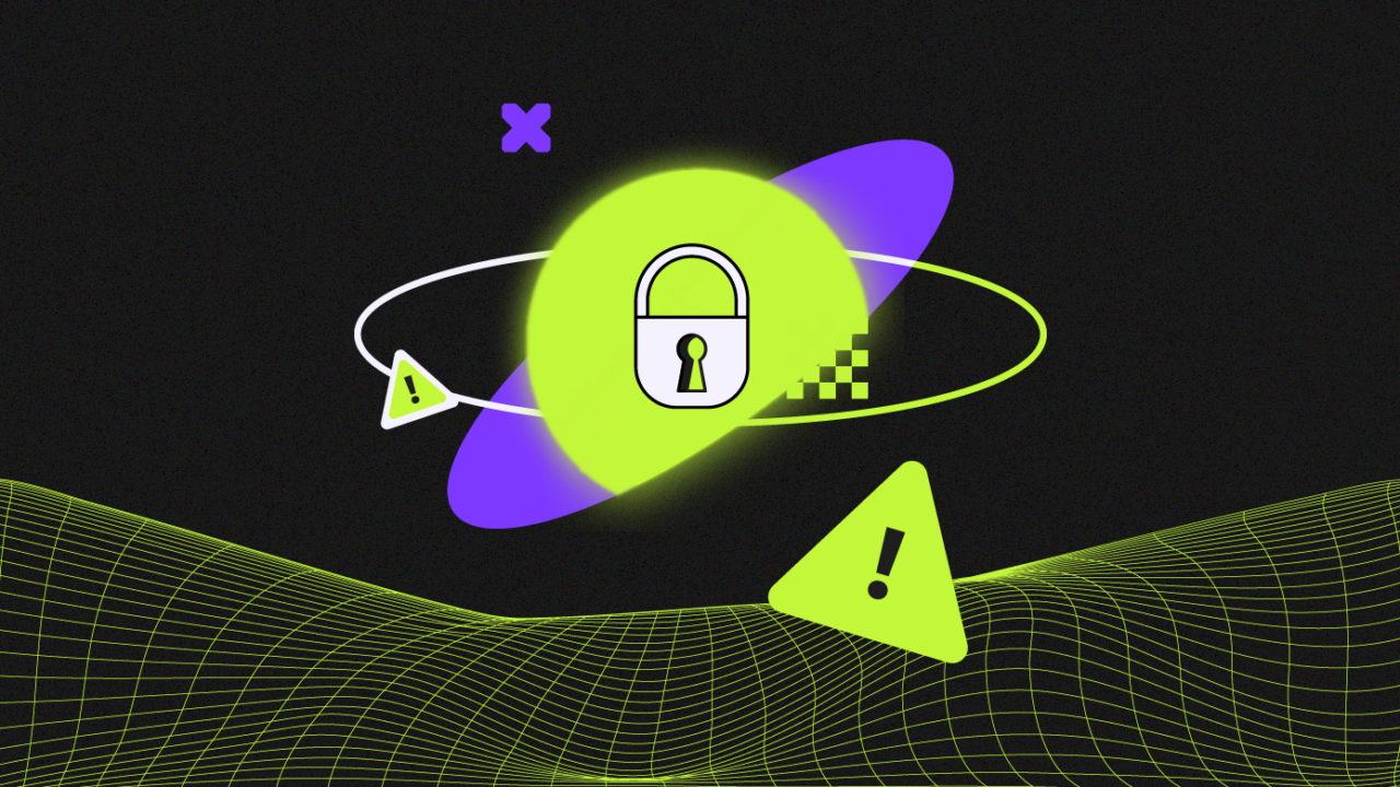 A circular purple and green lock symbolizing security and protection. Cybersecurity threats featured image