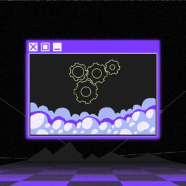 A computer screen displaying a purple and black background. What is a cloud service featured image