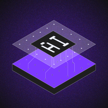 An eye-catching purple and black backdrop showcasing the letters "ih" in a prominent manner. AI in action featured image
